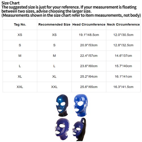 Adult Unisex Headgear Latex Head Cover Waterproof Hood Face Mask Stretchy Sexy - Picture 17 of 25