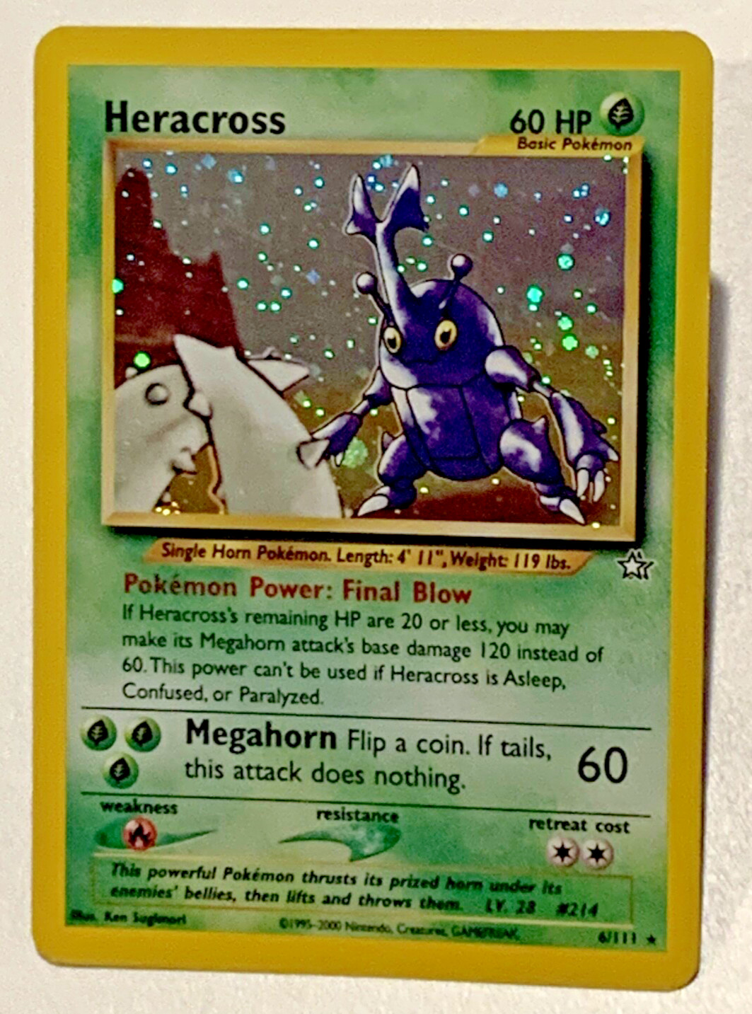 Pokemon Heracross Holo Neo Genesis 6/111 Mint WOTC TCG Rare