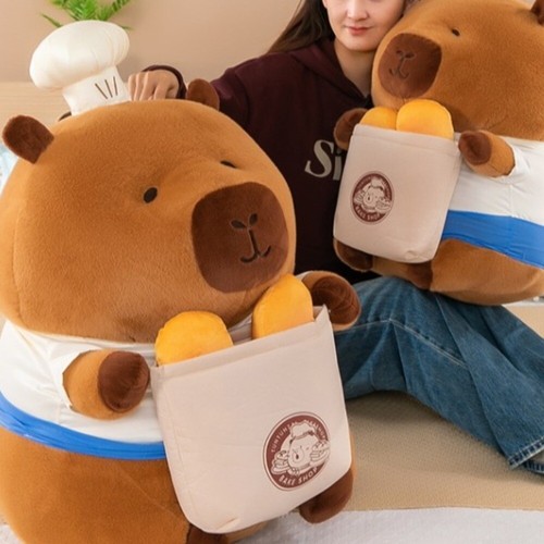 Cartoon Capybara Plush Doll Baking Capibara Fluffty Doll Birthday Gift - Picture 4 of 12