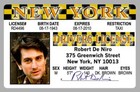 Robert De Niro Taxi Driver Movie Novelty License Id Card Goodfellas The Irishman