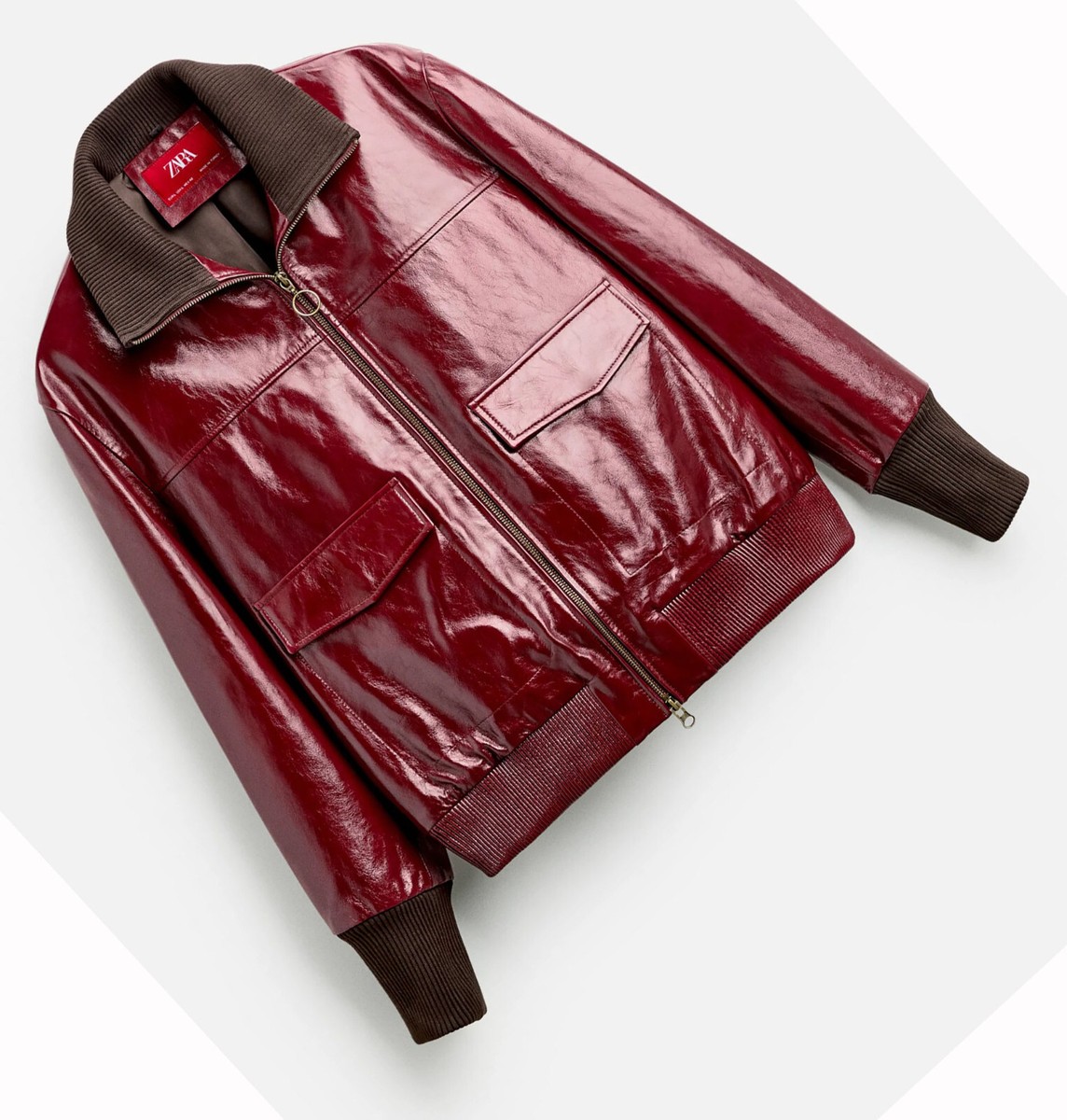 ZARA NEW MAN LEATHER JACKET X HARRY LAMBERT REDDISH XS-XL