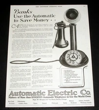 1917 OLD MAGAZINE PRINT AD, AUTOMATIC ELECTRIC TELEPHONES, USE TO SAVE MONEY!