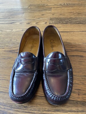 Cole Haan Mens Size 9.5 D Burgundy Leather Slip On Loafer 