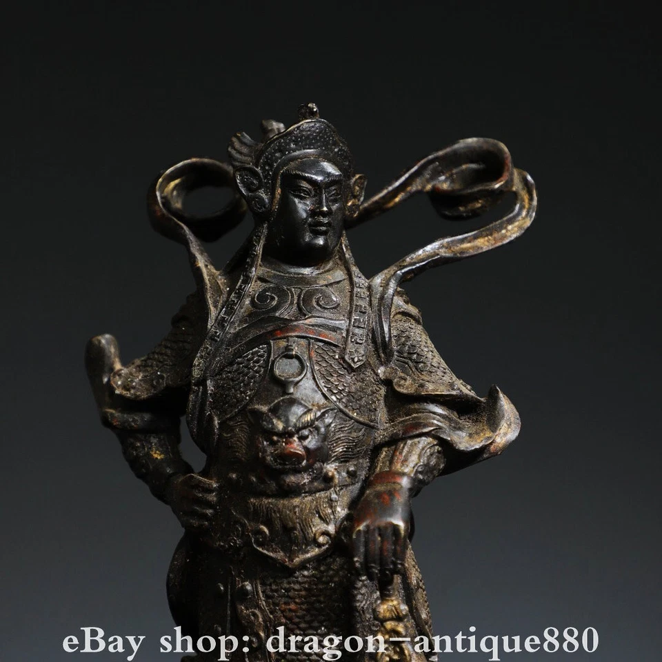 10" Rare Old Chinese Copper Gild Buddhism Je Tsongkhapa Buddha Statue sculpture - Image 2 of 4