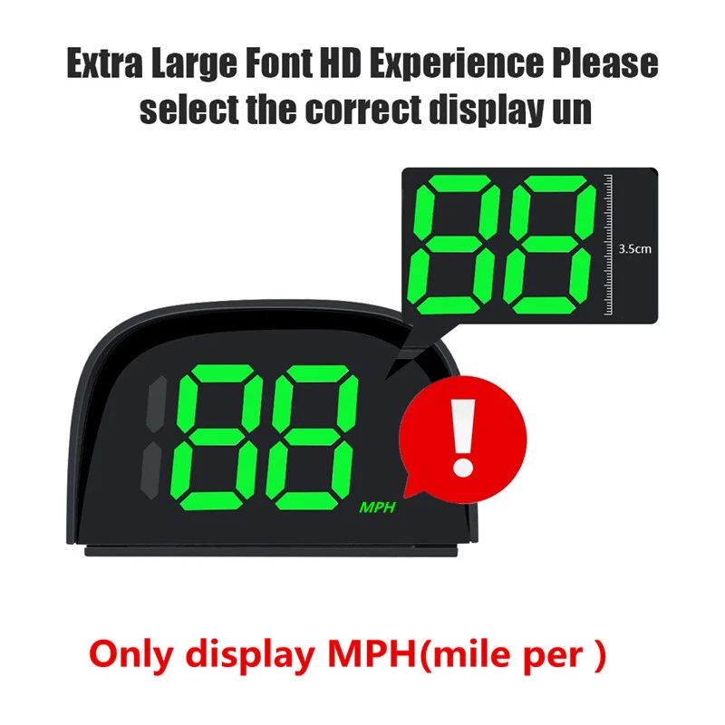 Universal Car Head Up Display Mph HUD Digital Speedometer Big Font Electronic - Image 2 of 4