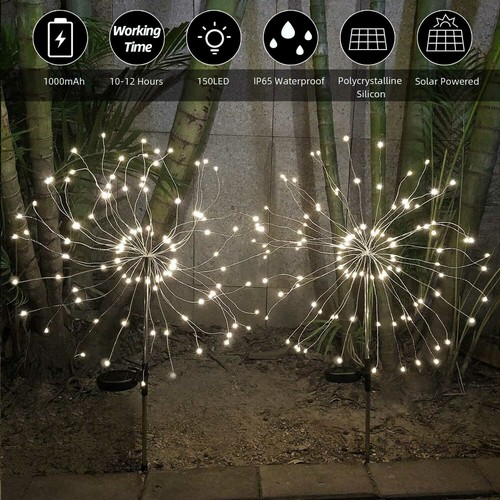 150LED Outdoor Solar Firework Lights Waterproof Path Garden Starburst Decor Lamp - Picture 24 of 35