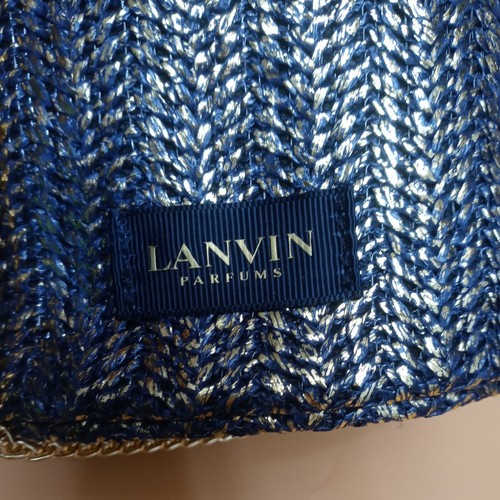 Lanvin Parfums gewebte Eimertasche Geldbörse marineblau goldfarben 9,5 Zoll Kettengriffe - Bild 5 von 24