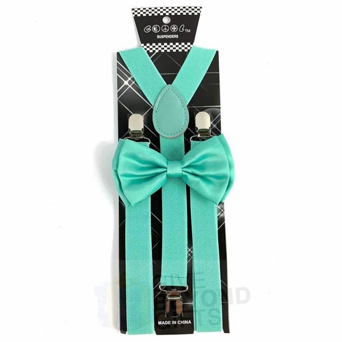 Suspender and Bow Tie Adults 42 Colors Combo Wedding Formal Wear Accessories - Picture 190 of 213