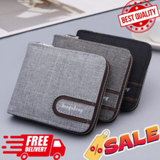 Retro Style Canvas Wallet Zipper Closure Multiple Compartments Men's Short