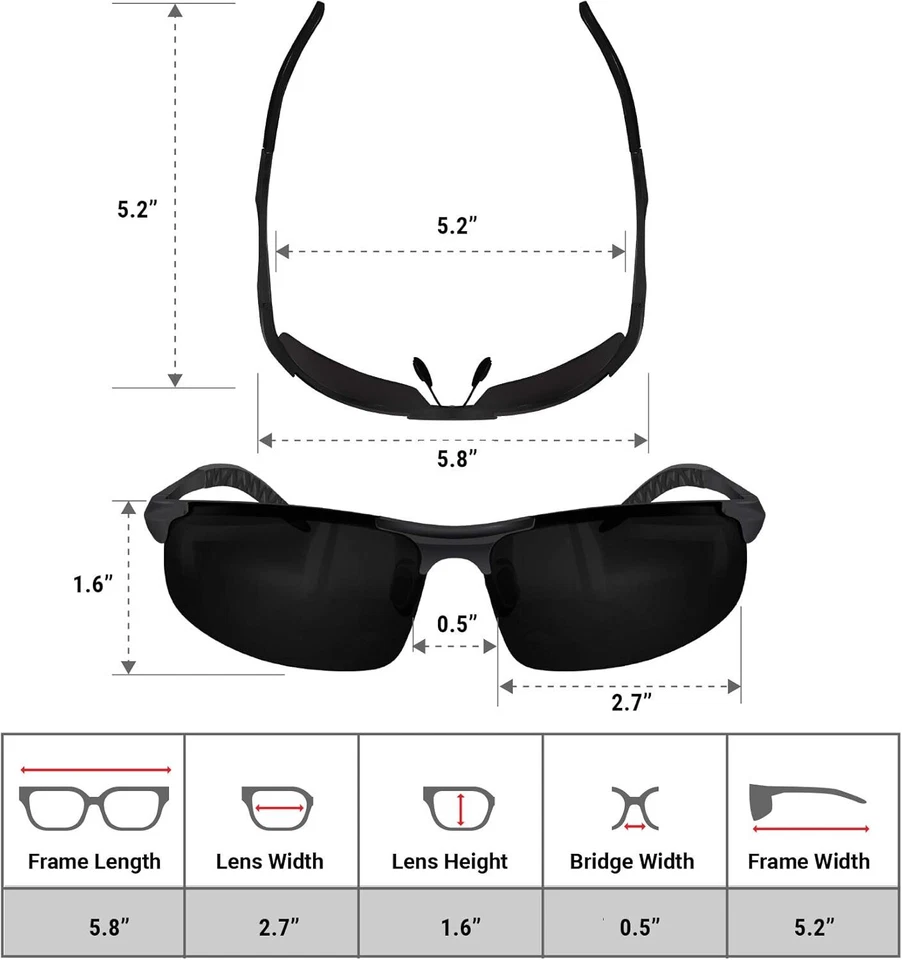 Gafas de sol deportivas polarizadas para hombres mujeres - Protección UV antideslumbrante negras  Foto 4 de 4