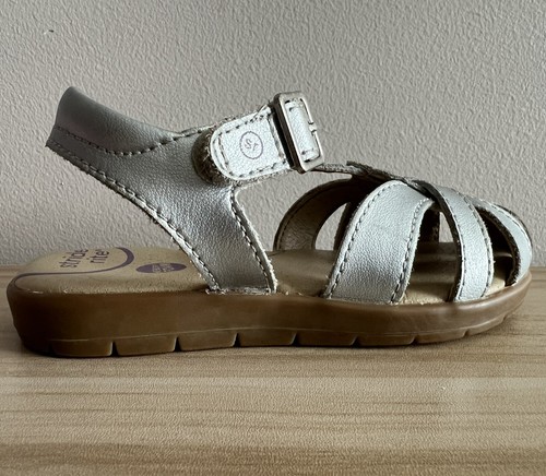 Stride Rite Girls Summer Time Sandals Silver 8M Leather Little Kids Closed Toe - Picture 9 of 22
