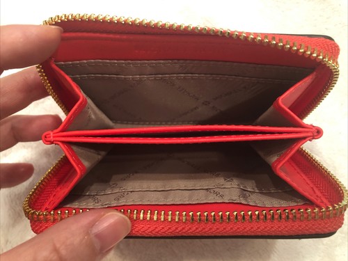 NWT Michael Kors Jet Set Python Embossed Leather Wallet Card Case Coral $148 - Picture 8 of 11