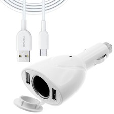 2-Port USB Charger 6ft Type-C Cable Power Cord DC Socket for Cell Phones