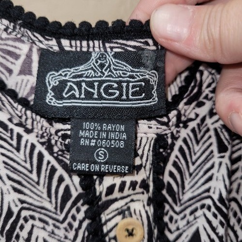 Angie Bohemian Spaghettiträger Taille Define Strampler schwarz weiß Fransen Damen M - Bild 9 von 9