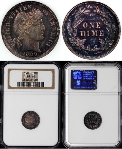 1900 10c Proof Barber Dime NGC PF 64 - Picture 5 of 5