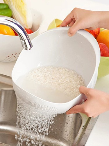 Bowl Drain Basket Fruit Bowl Washing Drain 1PC- Colander Rice Basket with Handle - Picture 11 of 14