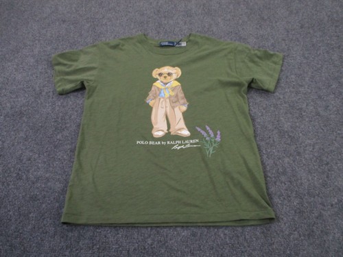 Polo Ralph Lauren Shirt Womens XS Green Preppy Scarf Bear Lavender Embroidered