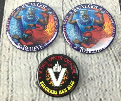 Vtg St Paul Minnesota MN Winter Carnival Pin Back Button Lot 1986 1992 Vulcanus 