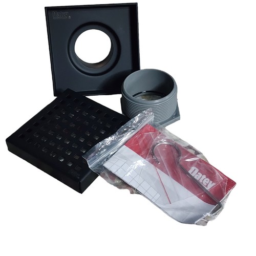 Scarico doccia quadrato 4" x 4" Designline nero opaco Oatey nuovo - Foto 4 di 7