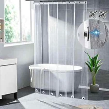 Clear Long Shower Curtain Liner 76inches Heavy Duty Weighted Thick PEVA Shower