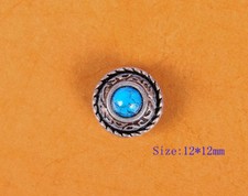 10X 12MM TURQUOISE RETRO Silver FLORAL LEATHER CRAFT SADDLES CONCHOS SCREW BACK