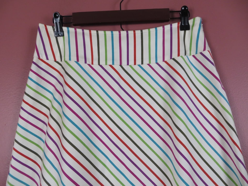 SK13432- CASLON Mujer Algodón Línea A Falda Multicolor Arco Iris Rayas Talla 6P Foto 3 de 4