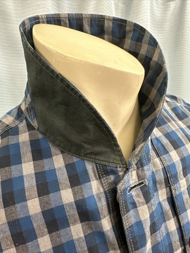 NWT Blue Gray Plaid PAUL SMITH JEANS 565L WAXED COTTON WORK CHORE Jacket SLIM LG - Picture 14 of 14