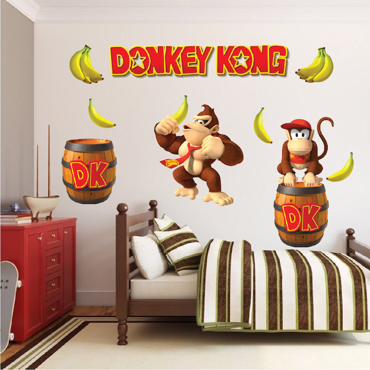 Donkey Kong Mario Wall Decal Stickers Game Bedroom Wall Murals, Nintendo, n88