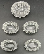 5 Piece Cut Crystal Open Master Salt and Salts Set