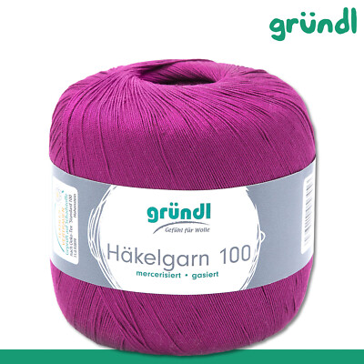 Gründl 100 g Häkelgarn 100 uni Baumwolle mercerisiert langlebig 20 Farben