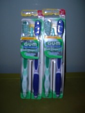 4 New Sunstar GUM Tooth 'N Tongue Toothbrushes Full Heads  Soft Bristles 500