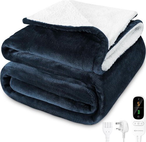 MYCARBON Heated Blanket 160 * 180cm, Soft Flannel Sherpa Electric Heated Throw