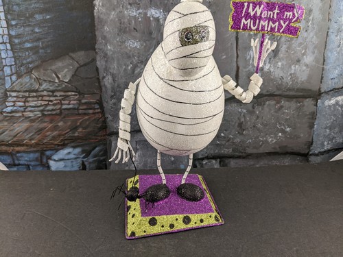 Pier 1 Mummy Pet Spider Metal Glitter large Halloween Table Decor Vintage 11in - Picture 3 of 14