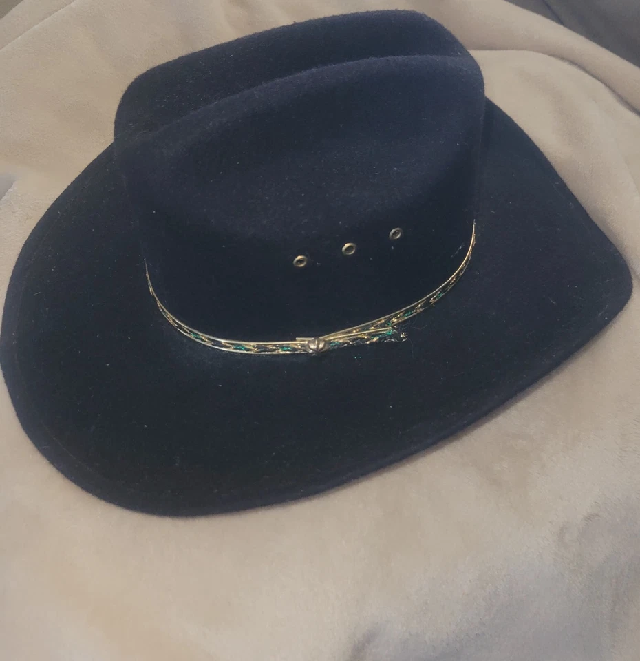 Sombrero de Vaquero Para Hombres Western Express Inc Imitación Fieltro Ala Ancha Negro Western Talla Pequeña/Md Foto 2 de 4