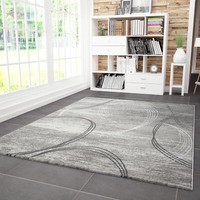 Designer Rug Modern Gyro Pattern Marl in Grey Black