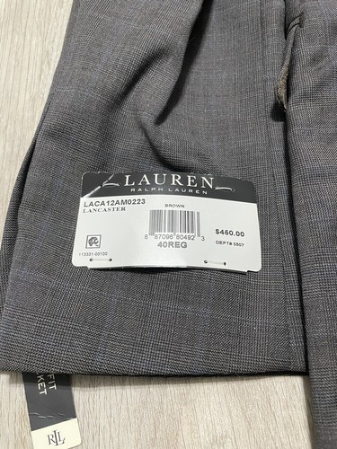 Lauren Ralph Lauren Lancaster Classit Fit UltraFlex Suit Jacket Brown Plaid 40R - 第 8/8 張圖片