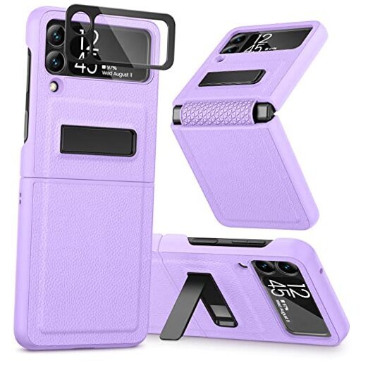 Galaxy Z Flip 3 Case, Galaxy Z Flip 3 5G Case with Kickstand Hinge Purple