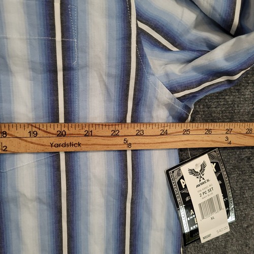 Vintage Avirex Shirt Mens XL Button Up Blue Striped Y2K Hip Hop Long Sleeve NWT - Picture 7 of 10
