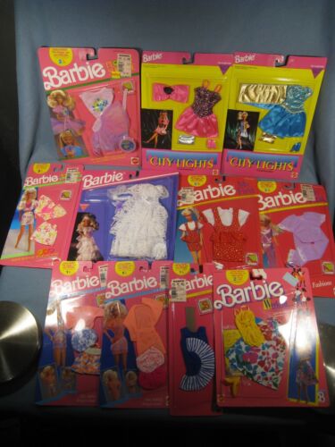 Large Lot of 11 Sets of 1990 & 1992 NIB. Barbie Doll Fashion Outfits