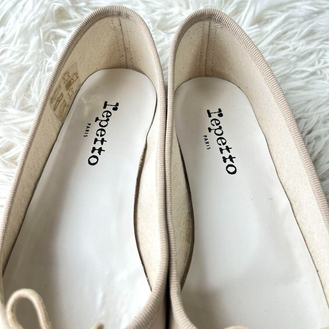 repetto Ballet shoes Ribbon Flat Beige Enamel Women's Size