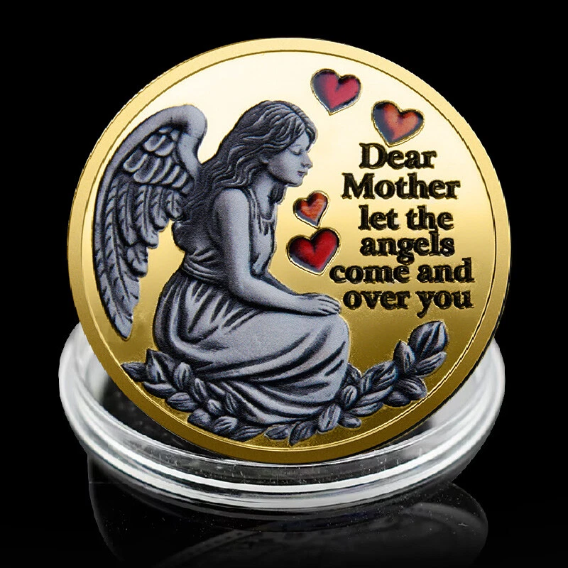 Muttertag Engel Vergoldet Gedenkmünze Erntedank-Gedenk Medaille - Geschenk - Bild 1 von 5
