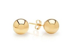 Polished Ball Stud Earrings Authentic 14K Solid Yellow Gold