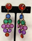 chandelier multi colored dangle earrings Pierced gold tone