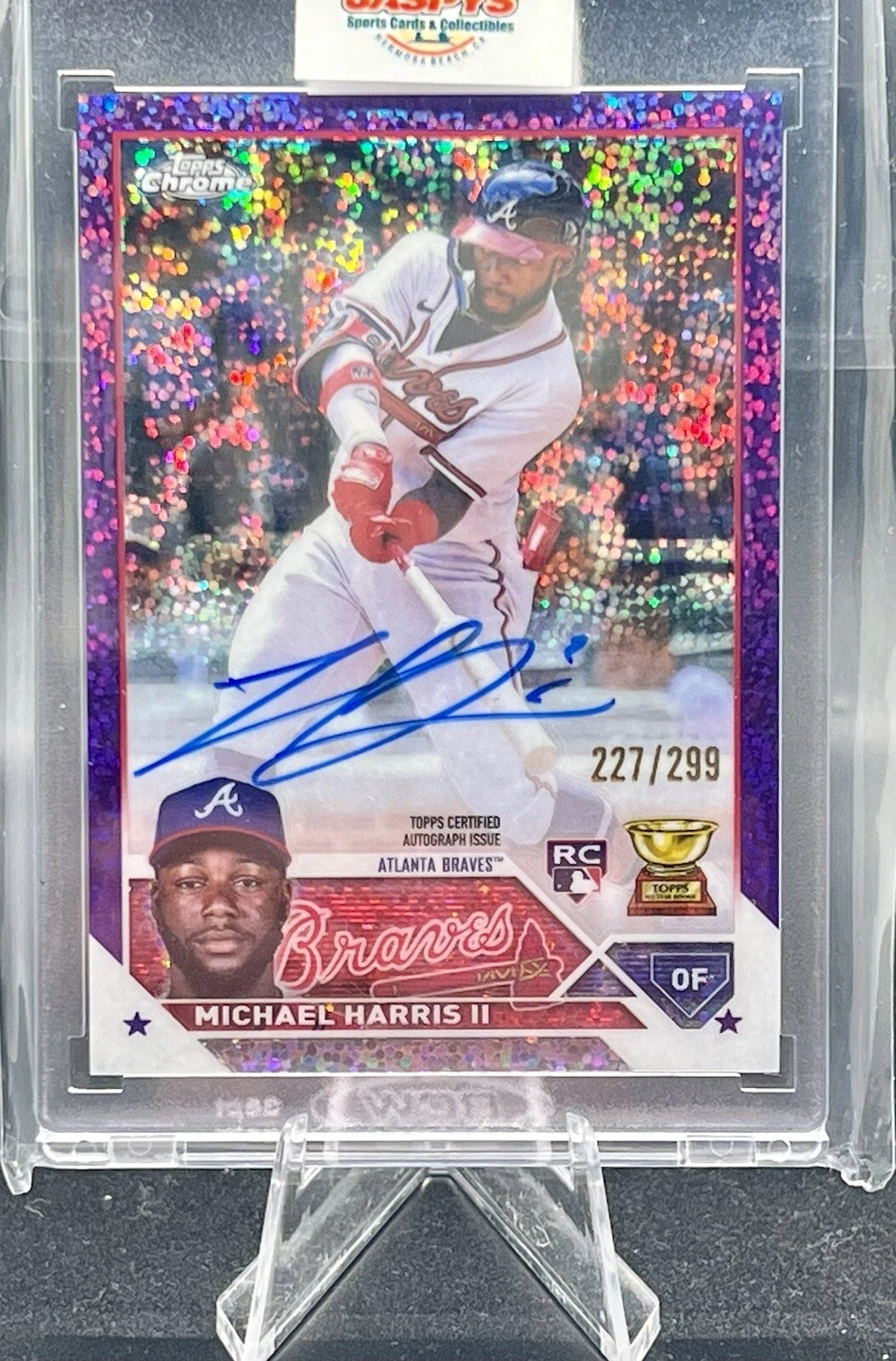 2023 Topps Chrome Michael Harris Purple Speckle Auto RC #/299 Braves