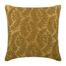 Decorative Pillow Cover Gold 16"x16", Home Decor Silk Leaf Beaded - Golden Ivy