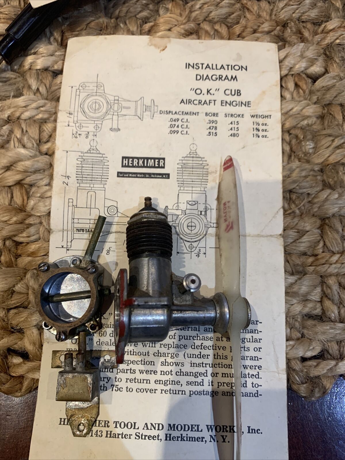 Vintage OK CUB .049 Model Airplane Engine With Two Tanks