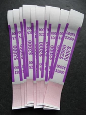 10 - Violet $2,000 Cash Money Self-Sealing Straps Currency Bands 