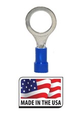 100 16-14 BLUE VINYL 1/2 INCH RING ELECTRICAL CONNECTOR TERMINAL MADE IN USA