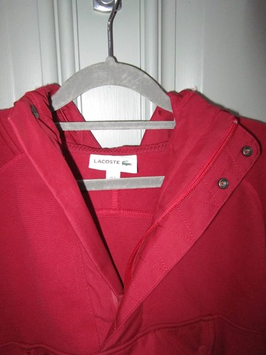 Sudadera con capucha vintage Lacoste Wine para hombre grande bolsillo frontal - Imagen 17 de 22