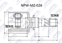 NPW-MZ-026 NTY Gelenksatz, Antriebswelle FüR Mazda